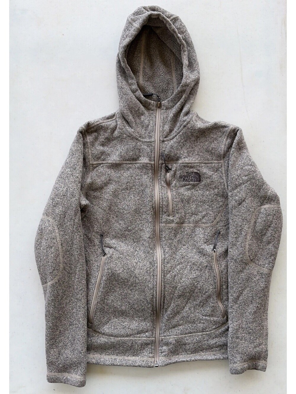 The North Face Jacket Mens S Beige Gordon Lyons Full Zip Hooded Fleece NF00CLD3